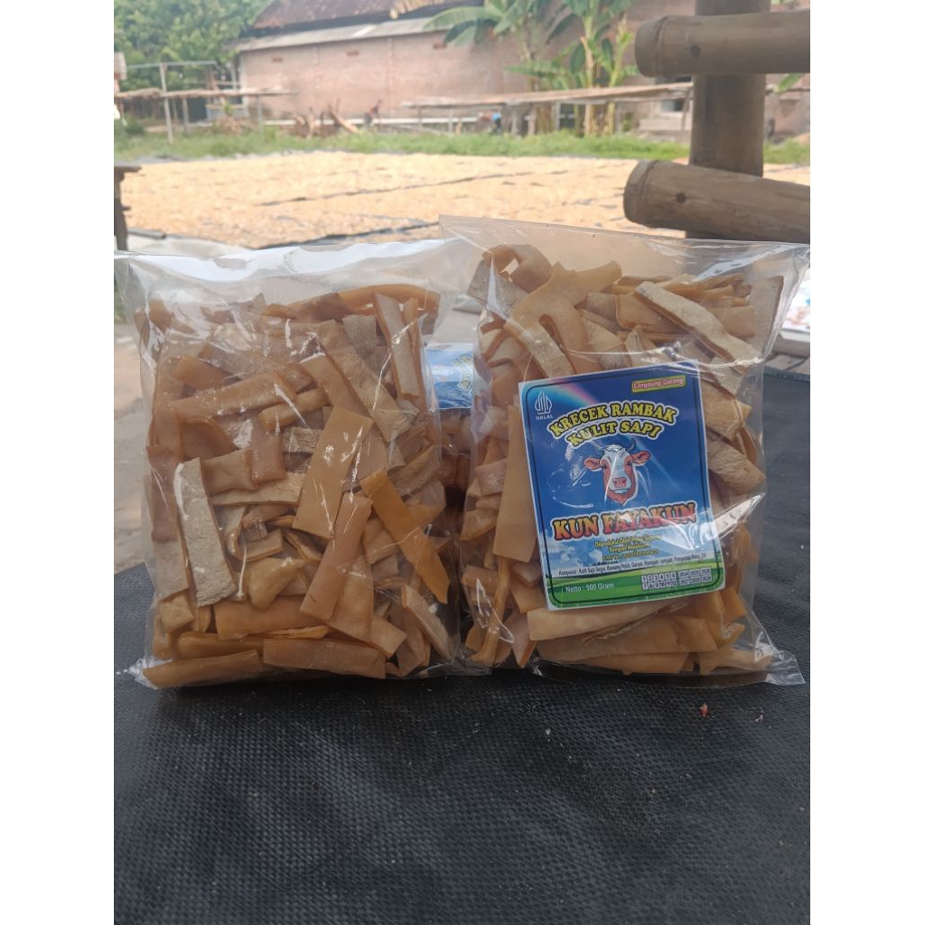

krecek/krupuk rambak kulit sapi asli murah dan gurih varian stik 1000 gram