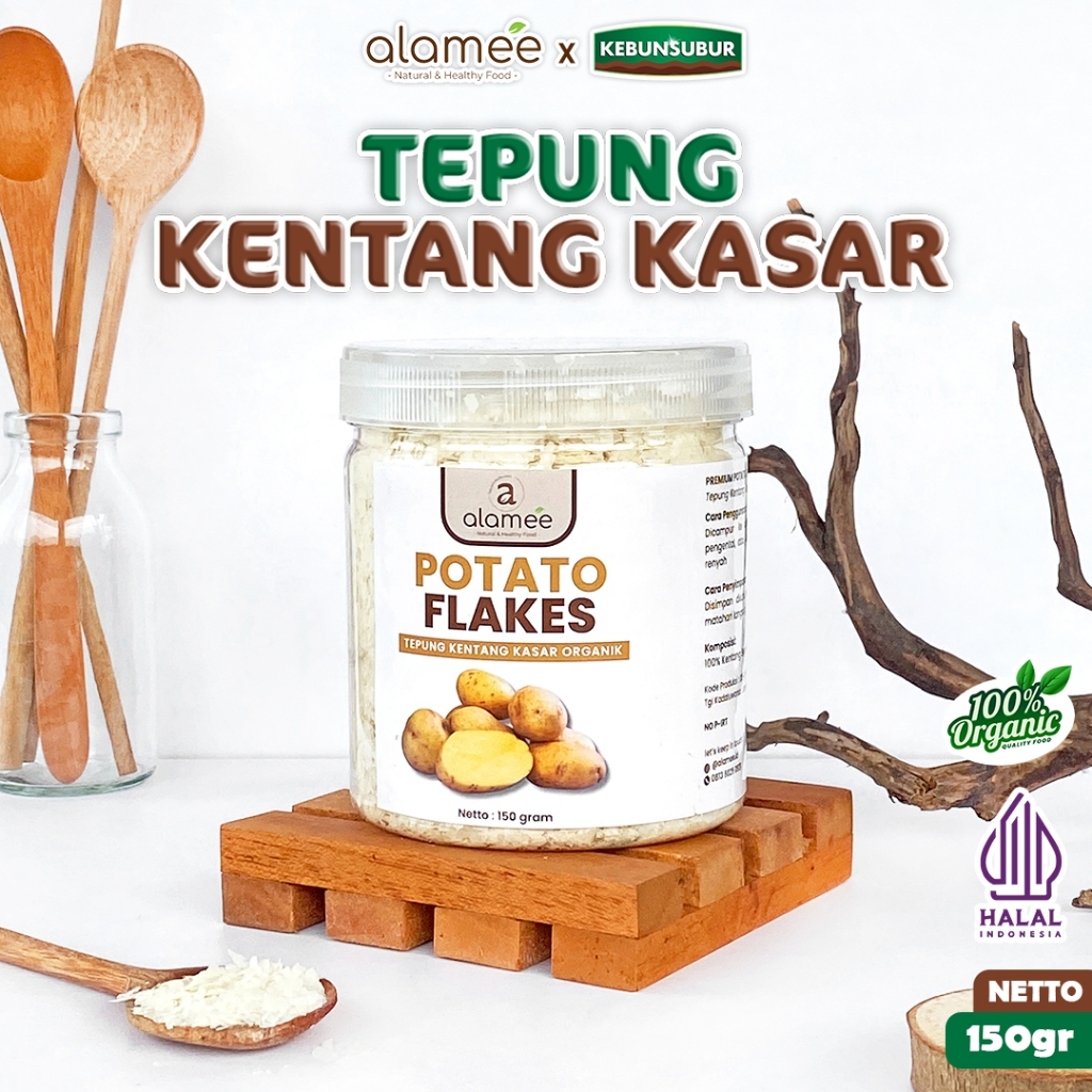 

ALAMEE Tepung Kentang Serpih Potato Flakes Premium Tepung Kentang Kasar 150gr kebunsubur