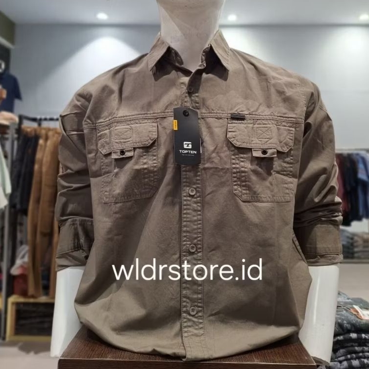 KEMEJA KATUN PRIA BRAND TOP TEN ORGINAL LENGAN PANJANG REGULAR FIT EXCLUSIVE PS0020