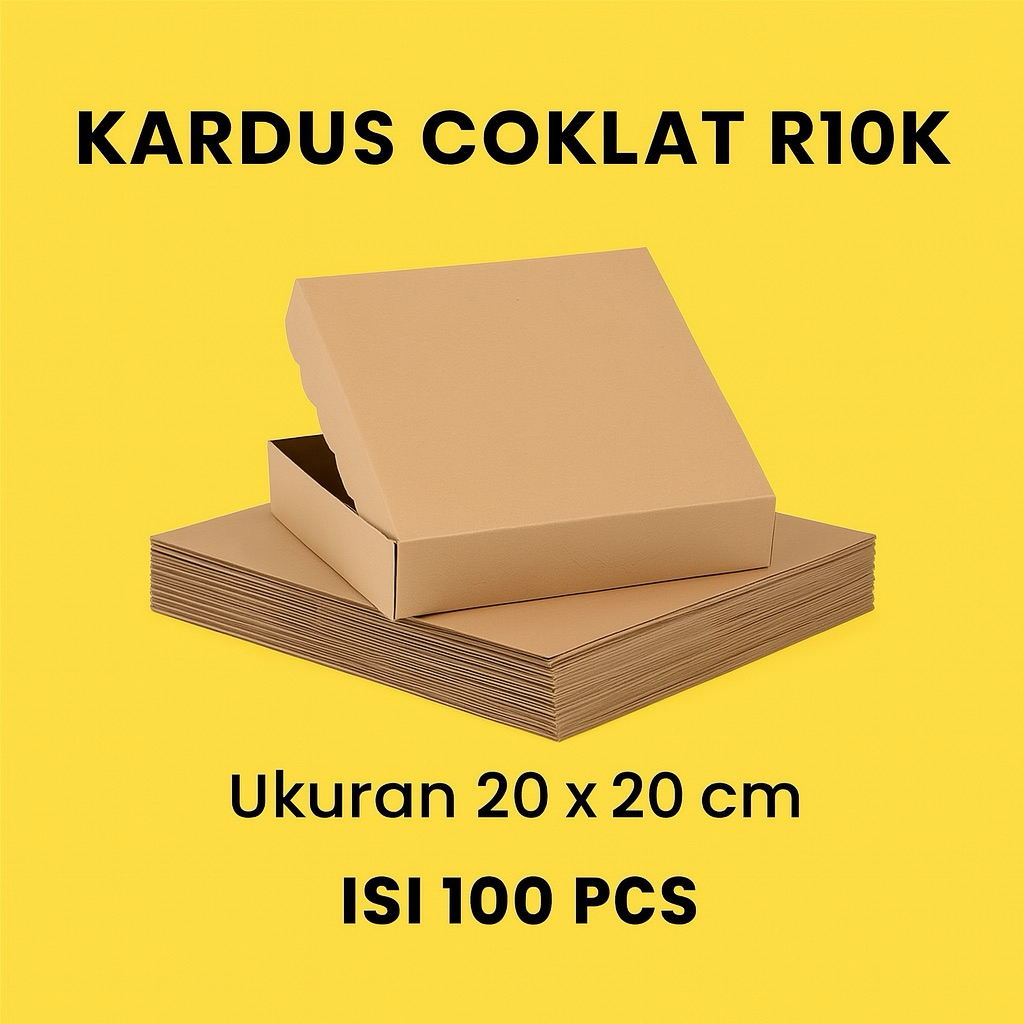 Kardus Coklat R10K Ukuran 20x20 cm - Isi 100 PCS Packing Aman / (100 pcs) Dus Nasi Kotak 20x20 R10K 