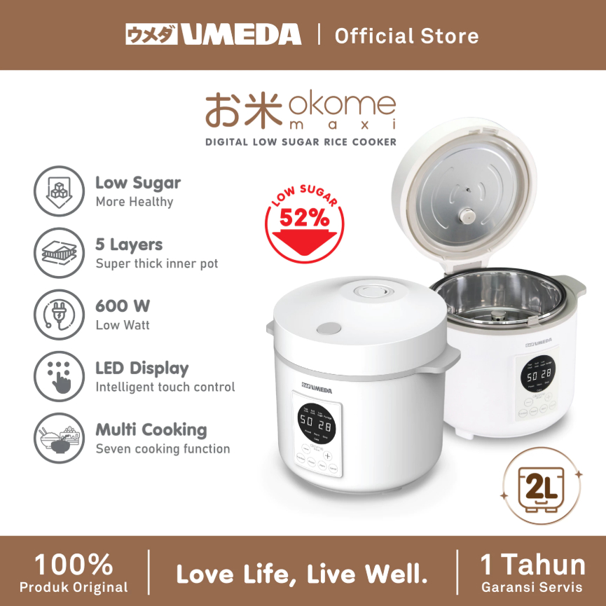 Umeda OKOME MAXI Low Sugar Smart Rice Cooker 2 Liter