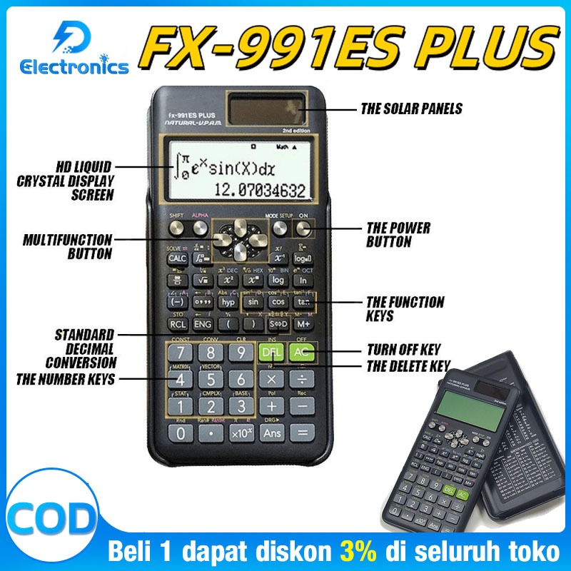 

Kalkulator Scientific Casio ilmiah FX-991EX/991ES-Plus Calculator Scientific Casio Kalkulator Casio Scientific 417 Fungsi/Dua Sumber Tenaga Baterai Dan Tenaga Matahari/40 Konstanta Rumus