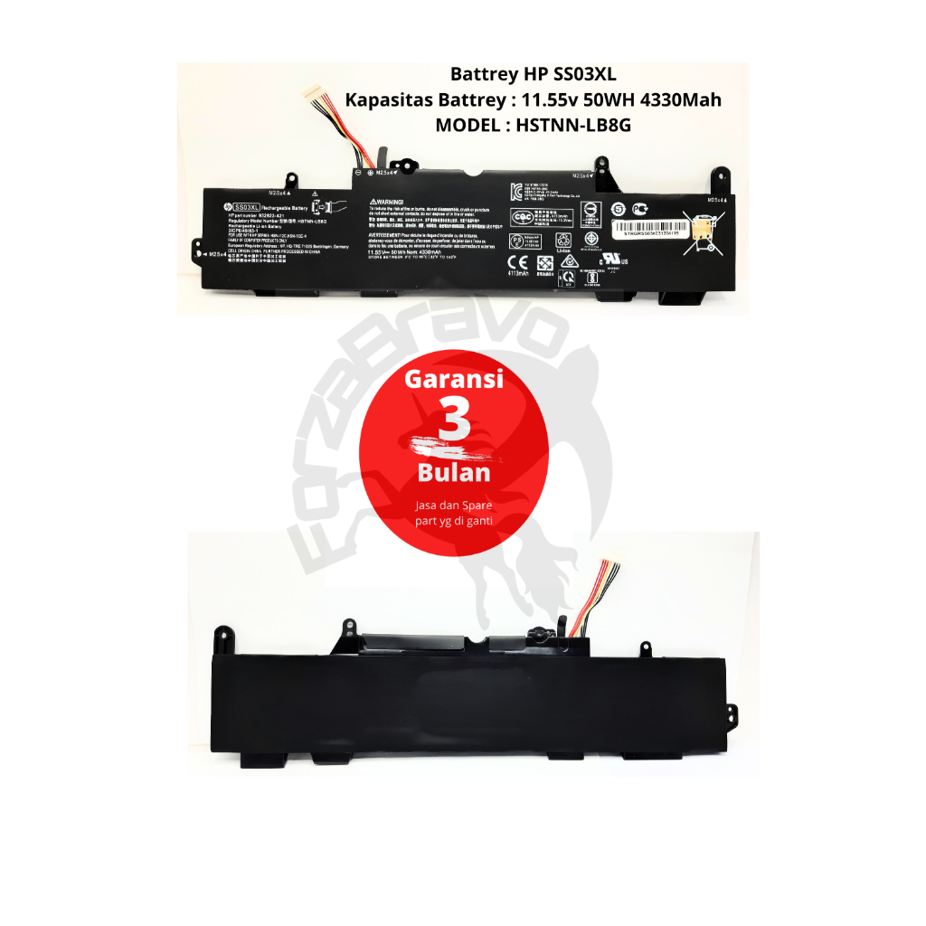 HP Baterai Laptop SS03XL 11.55V 50WH 4330mAh untuk EliteBook 840 G5/735 G5/745 G5/830 G5/846 G5 Gara