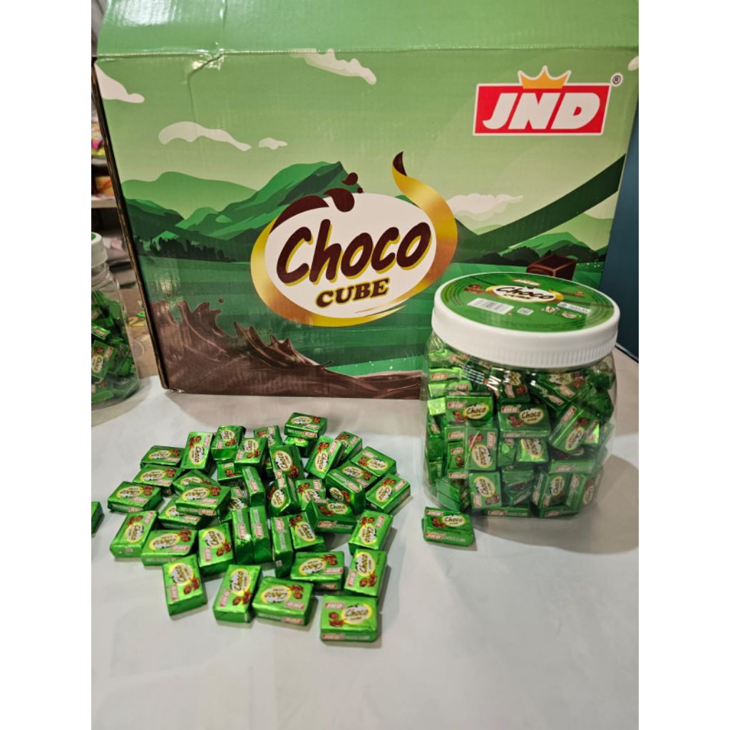 

coklat kubus Choco cube kembang gula keras rasa coklat 1 toples isi 120 pcs