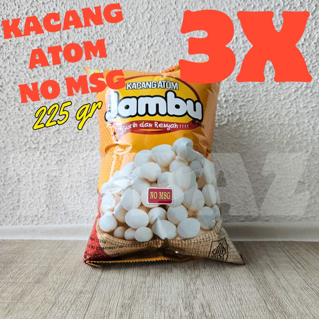 

3x Kacang Atom Jambu 225gr NO MSG TANPA MICIN Sukro Shanghai / Kacang Atom Jambu LEBIH HEMAT!!