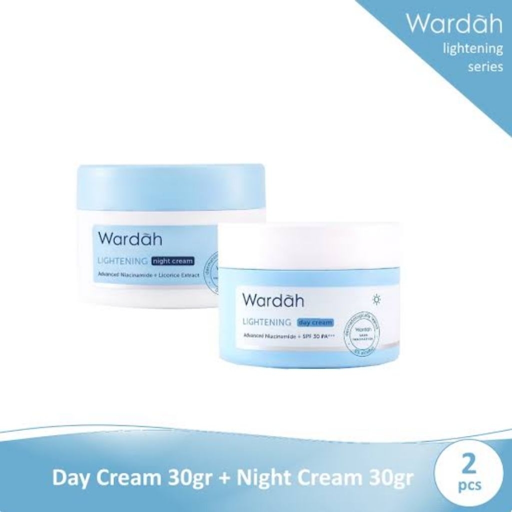 WARDAH LIGHTENING  DAY DAN CREAM WARDAH WARNA BIRU WARDAH WARDAH DAY CREAM DAN WARDAH NIGHT CREAM WA