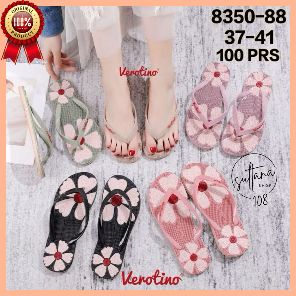 Sandal Jepit Jelly Rematik Verotino 8350 Sandal Kesehatan Motif Flower Terbaru
