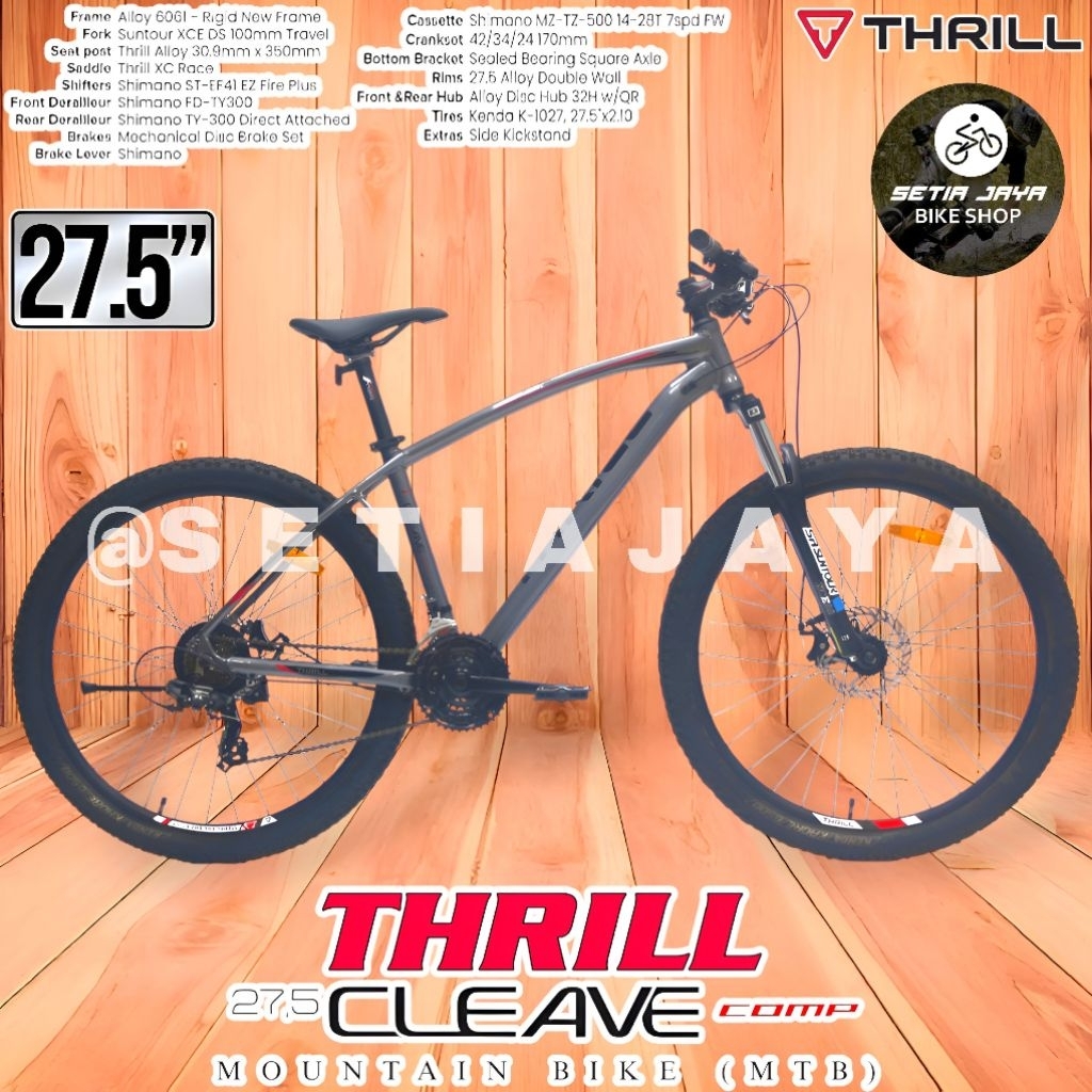 Sepeda Gunung MTB 27.5 Inch THRILL CLEAVE COMP Frame Alloy, 3x7 Speed, Rem Cakram, Mountain Bike New