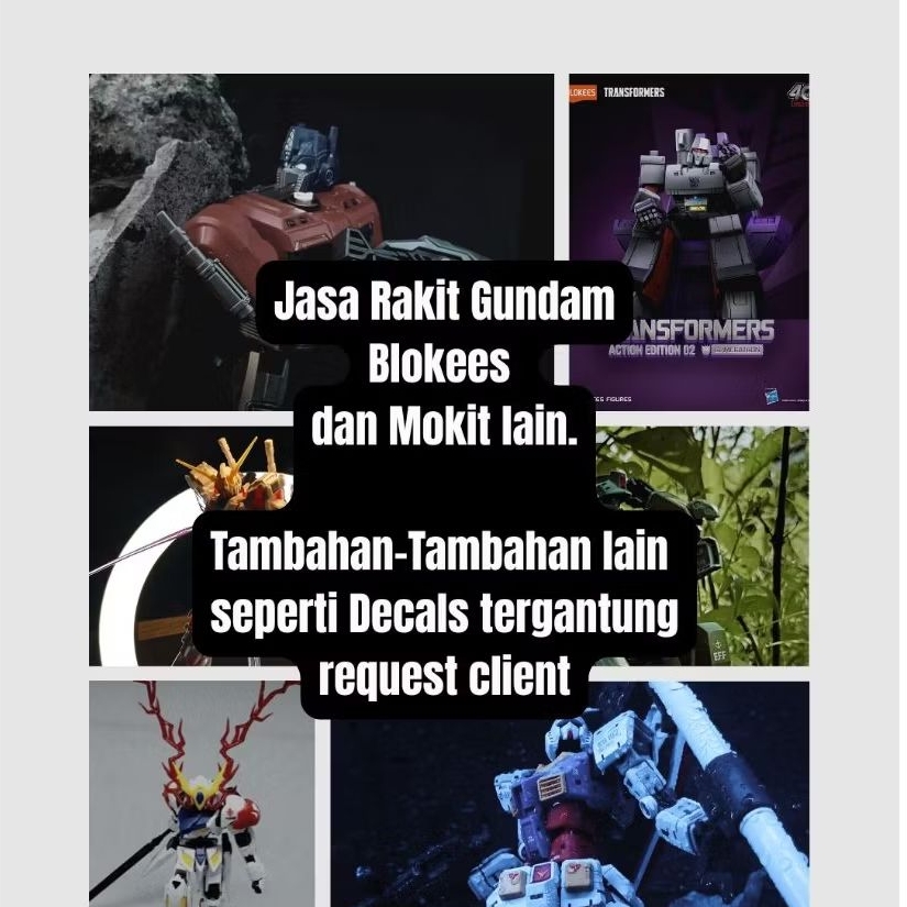 Jasa Merakit Gundam, Blokees, dan Model Kit Lain