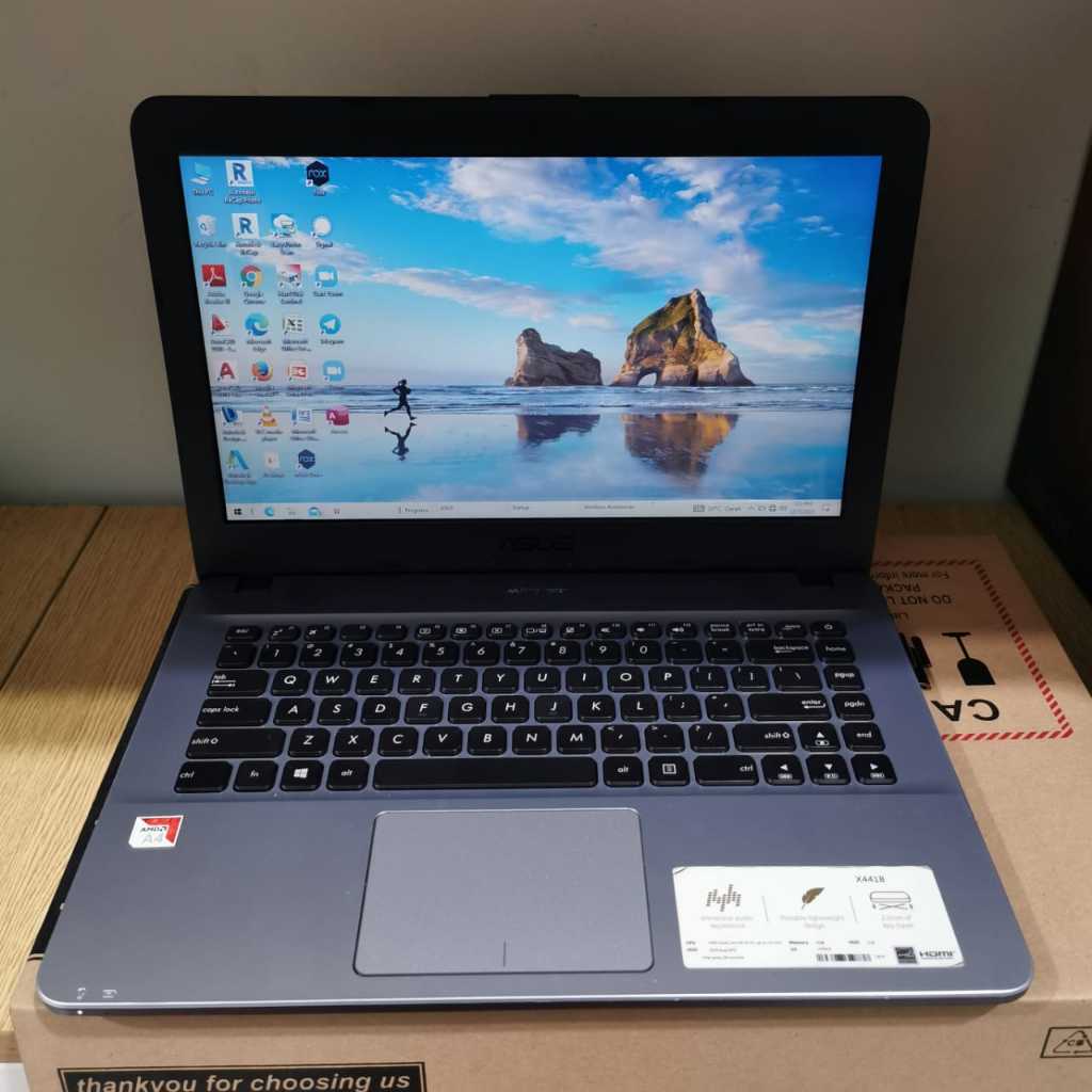 Laptop Asus X441BA, Amd A4-9125,  Ram 4/ 1Tb, Lengkap, Silver, BERGARANSI