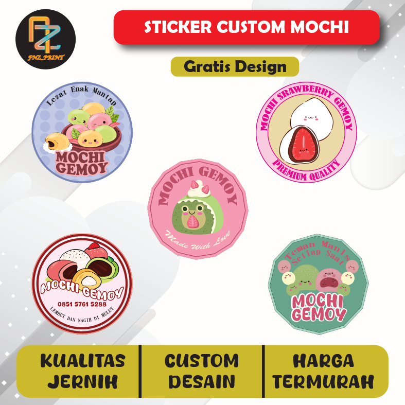 

STICKER CUSTOM MOCHI/STICKER MAKANAN/STICKER LABEL/STICKER ANTI AIR