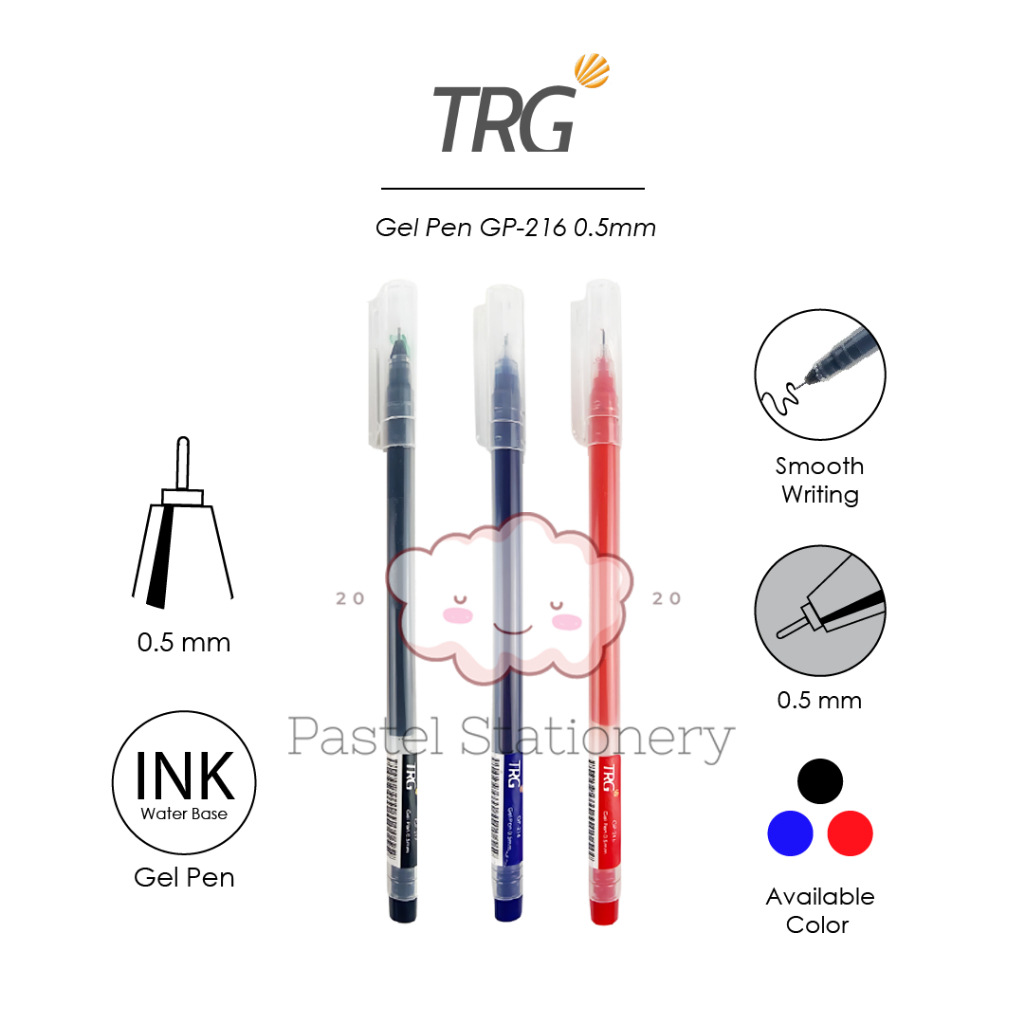 

TRG Gel Pen GP-216 0.5mm - Pulpen Bolpen Pena Gel Hitam Biru Merah 0,5 mm TRG