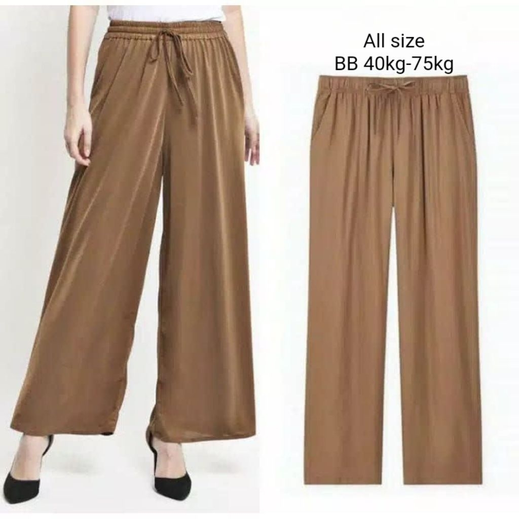 Celana Kulot Rayon Twill Premium Tebal Celana  Wanita Rayon Polos Highwaist