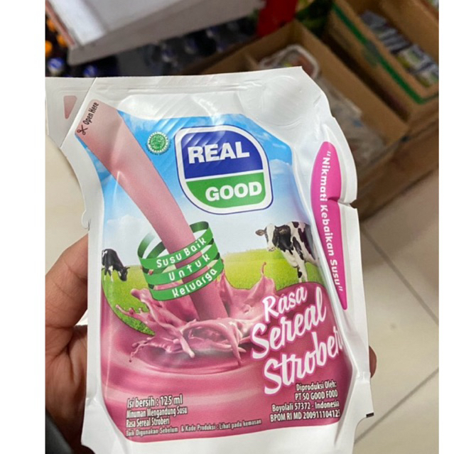 

5 pcs Susu realgood pouch 125 ml rasa cokelat dan stawbery murah