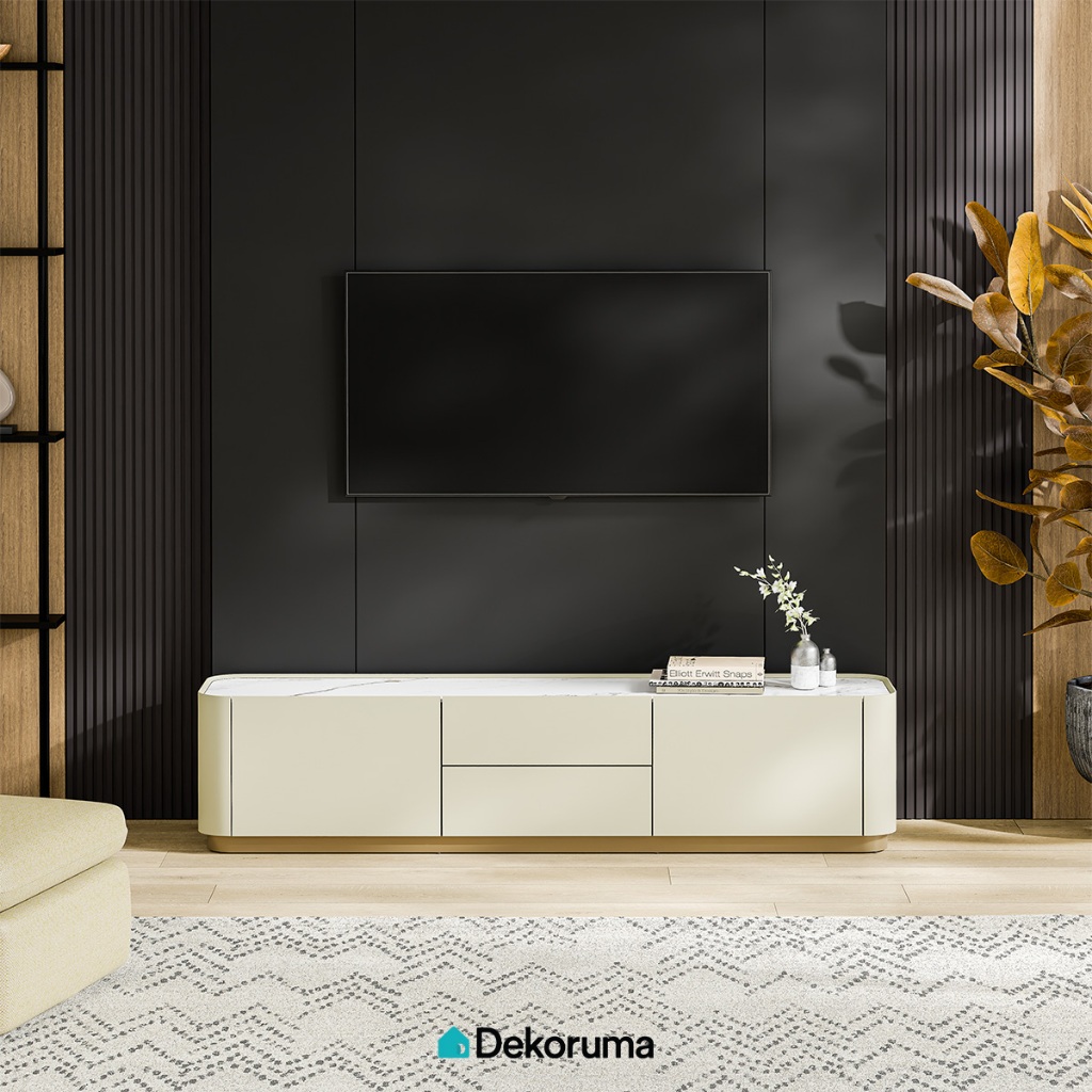 Dekoruma Tenzo OSWALD Meja TV Modern Minimalis / Rak TV MDF / Kabinet Lemari TV Ruang Tamu - Beige