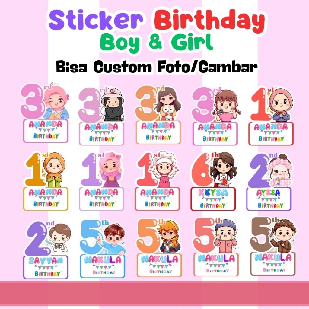 

STICKER ULANG TAHUN / STICKER BIRTHDAY / STIKER BINGKISAN ULTAH / SOVENIR ULTAH/ STIKER ULTAH ANAK / STIKER CUSTOM FOTO / STICKER ULTAH / STIKER ULTAH / STIKER BENTO / STIKER ULANG TAHUN ANAK / ULANG TAHUN / DEKORASI ULTAH ULANG TAHUN