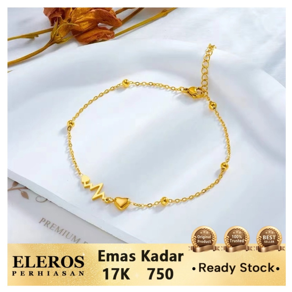 Gelang Kaki Wanita Emas Kuning 17K yang Modis-2.22gr-22+3cm