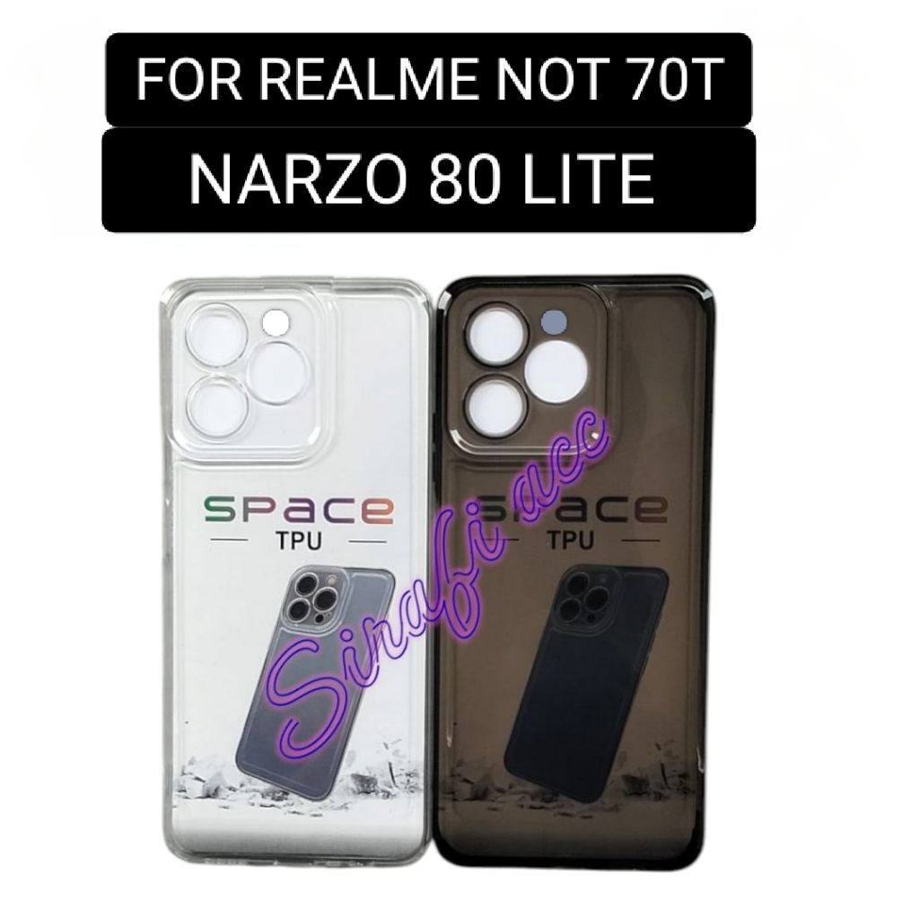 CASE CLEAR AIR BAG REALME NOT 70T/ NARZO 80 LITE 2025 SILIKON CASING BENING TRANSPARAN HITAM PUTIH+ 