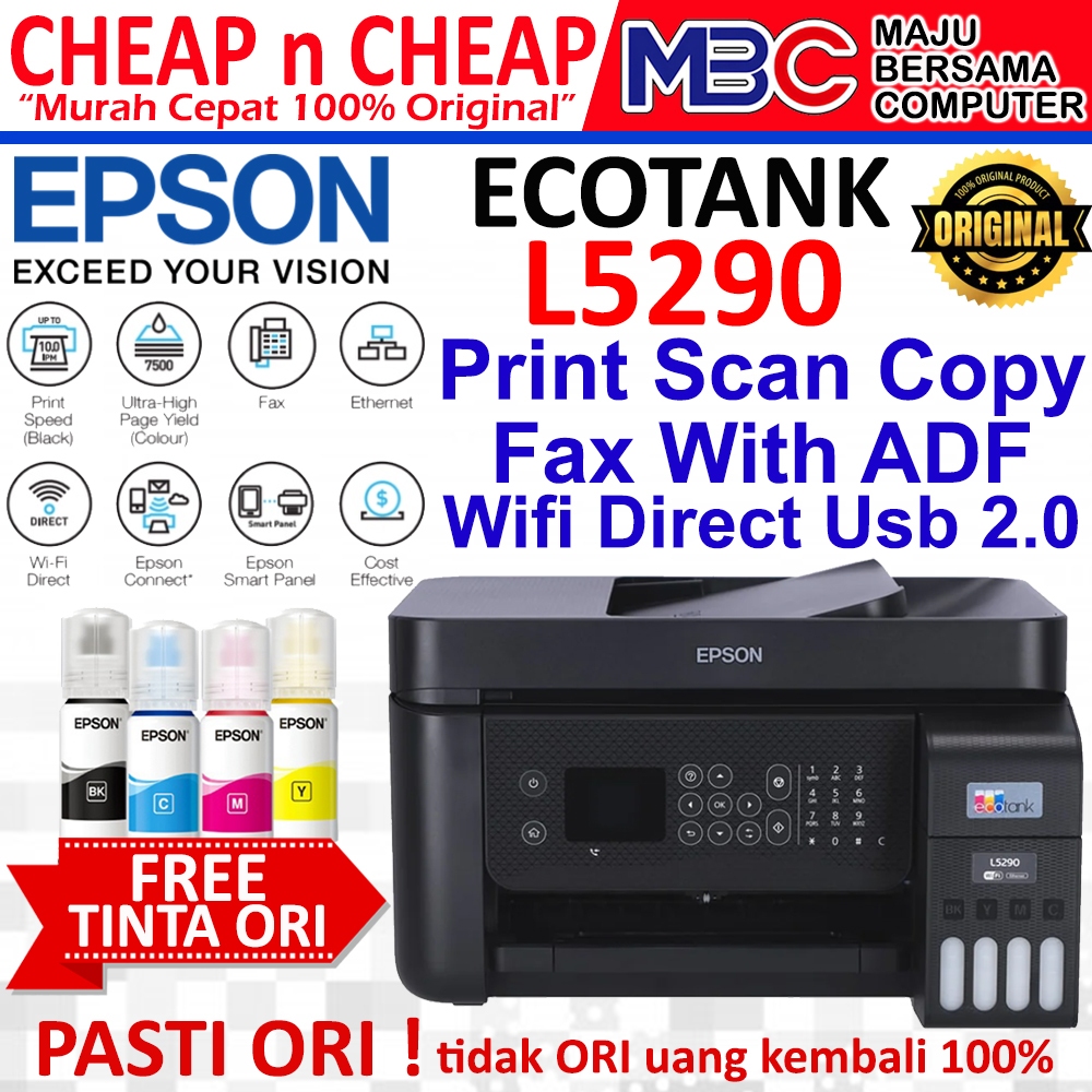 Epson L5290 Print Scan Copy Wifi ADF A4 Printer EcoTank L 5290 All in One PSC