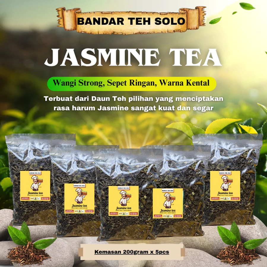 

TEH RACIK SOLO JASMINE (Sepet ringan, Wangi Strong, Pekat) Kemasan 1kg