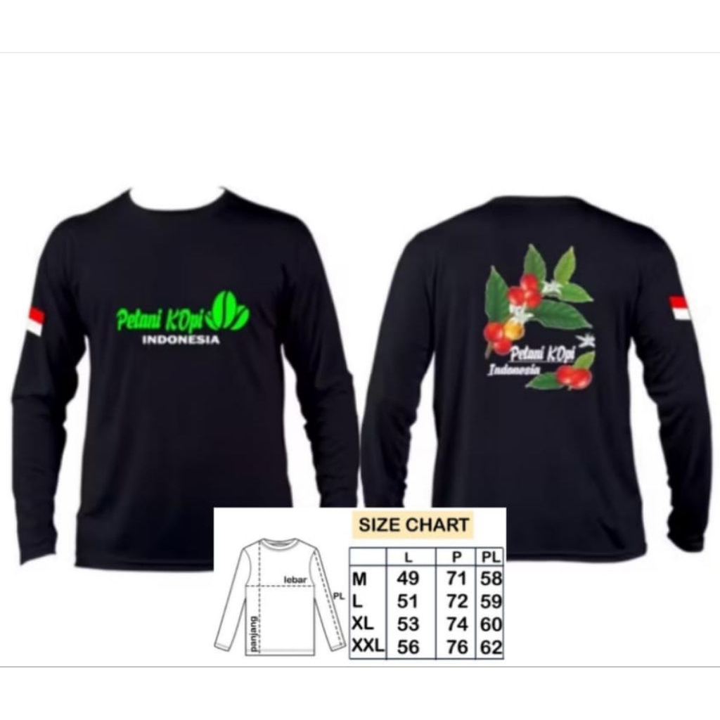 KAOS LENGAN PANJANG PETANI KOPI INDONESIA-DESAIN KAOS PROFESI PETANI KAOA PRIA WANITA