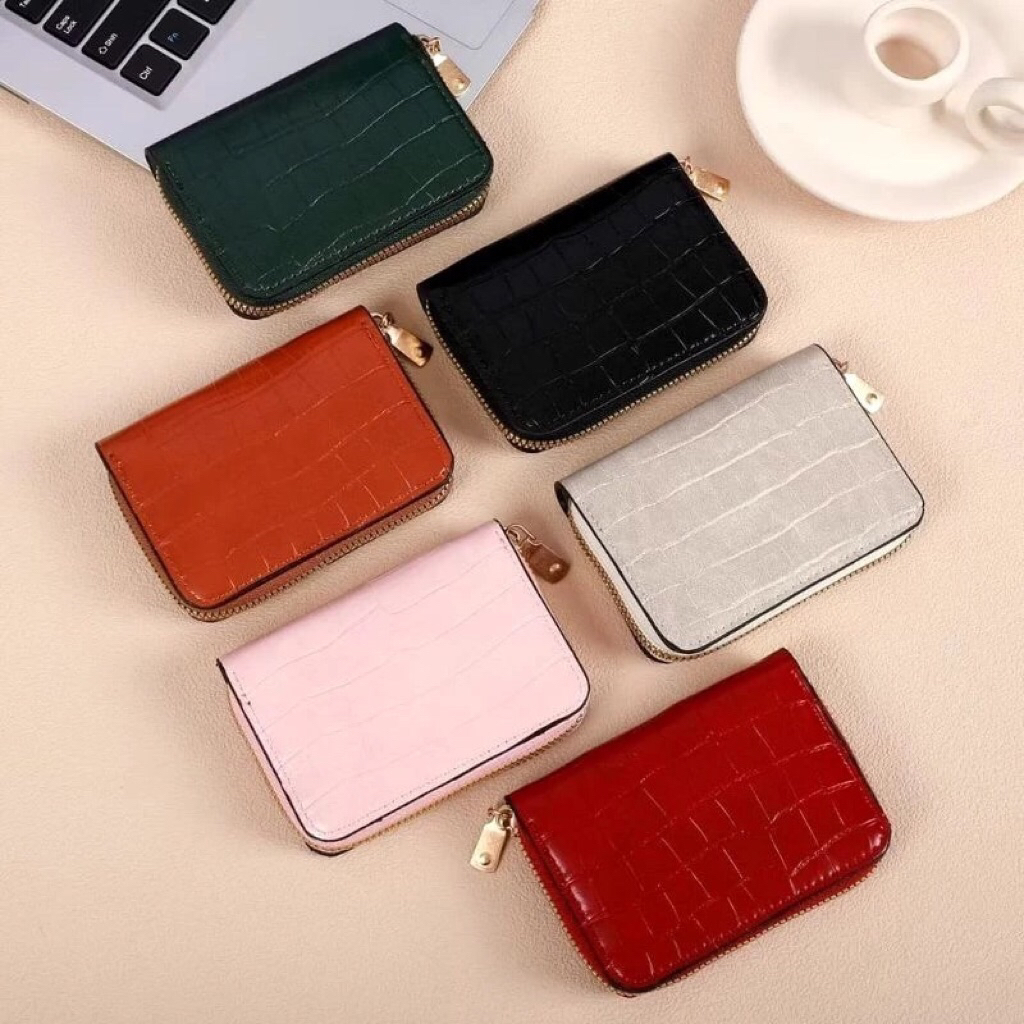 Dompet kartu wanita mini cantik motif croco simple dompet lipat wanita dompet mini kartu