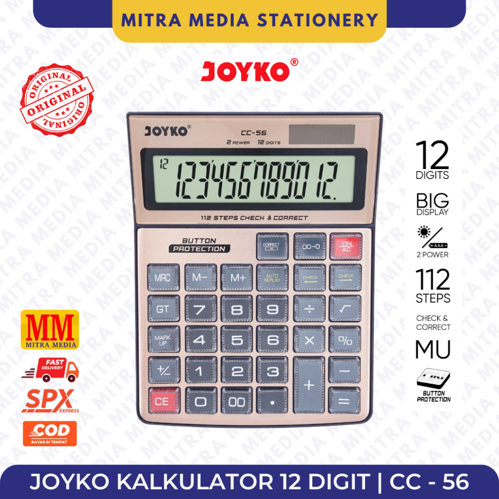 

JOYKO Calculator Kalkulator CC-56 12 Digits Check & Correct / CC56 / CC 56