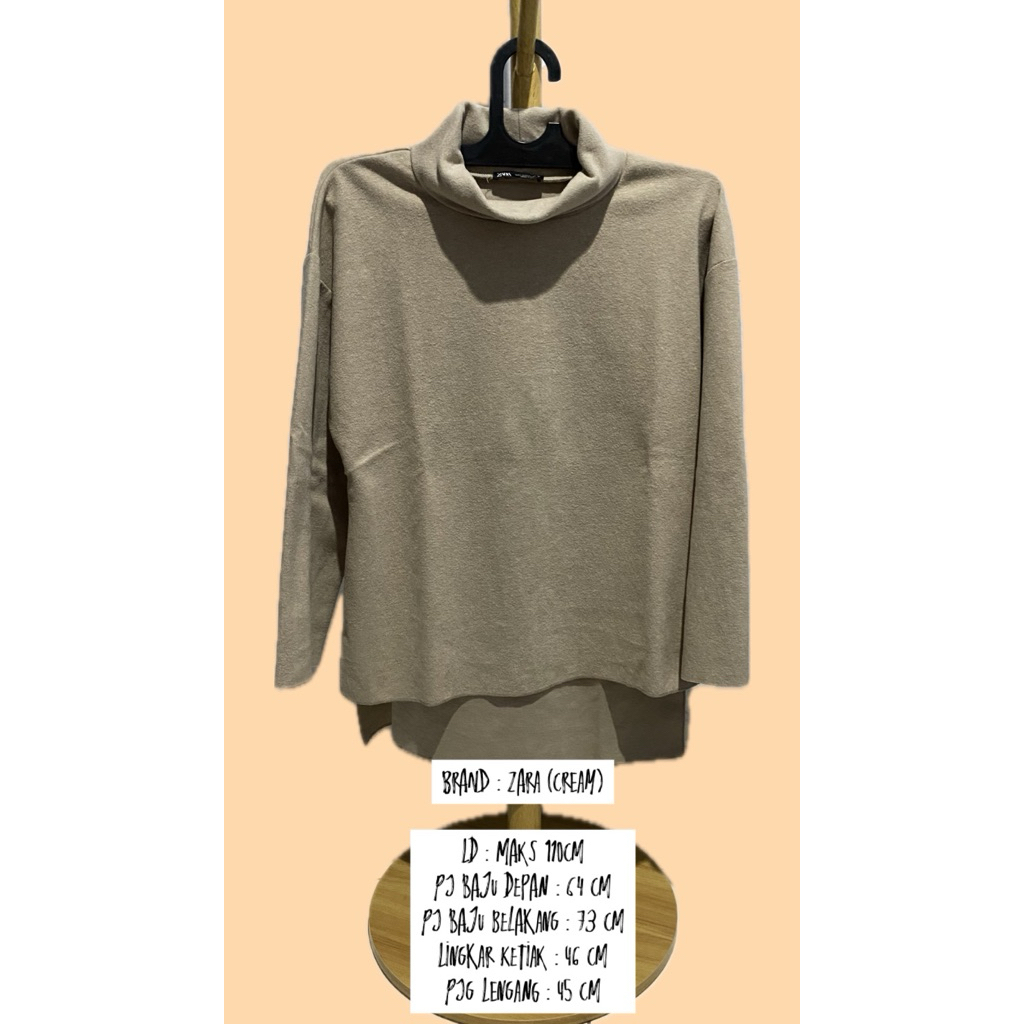 Baju Turtleneck Zara Women Cream Preloved