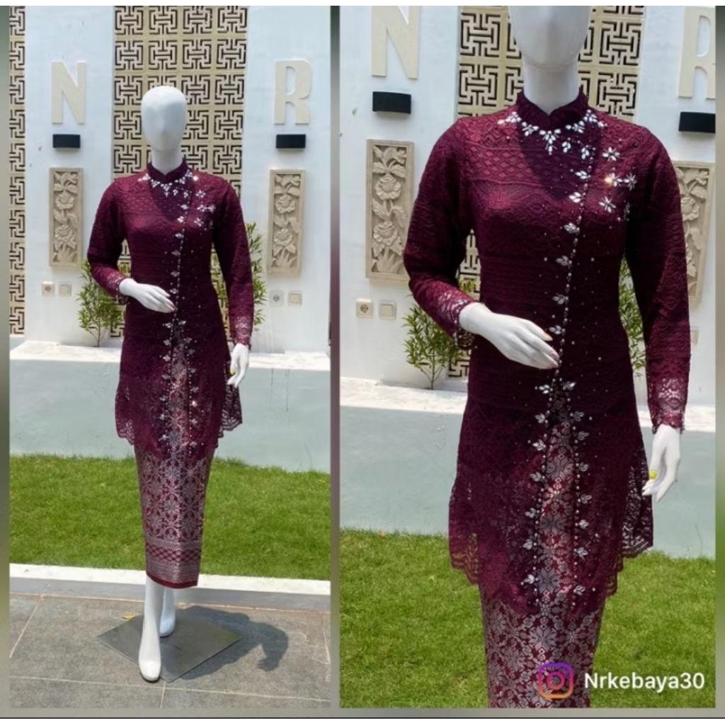 FREE HIJAB - SET KABAYA JANGGAN CASANDRA//KEBAYA LAMARAN//KEBAYA SONGKET MODERN//KEBAYA WISUDA