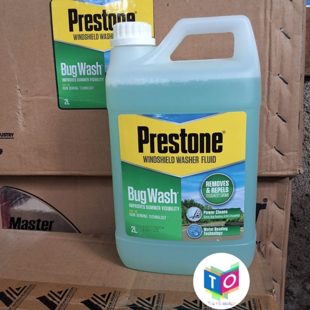 Air Wiper Prestone Windshield Washer  / Cairan Wiper Fluid + Efek Daun Talas 2 Liter