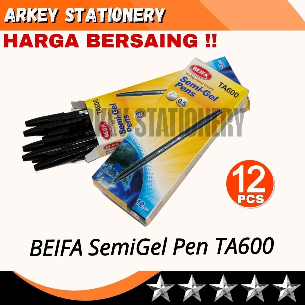 

BEIFA Pulpen Semi Gel TA600 Hitam / Pulpen Semi Gel Beifa 0.5 mm