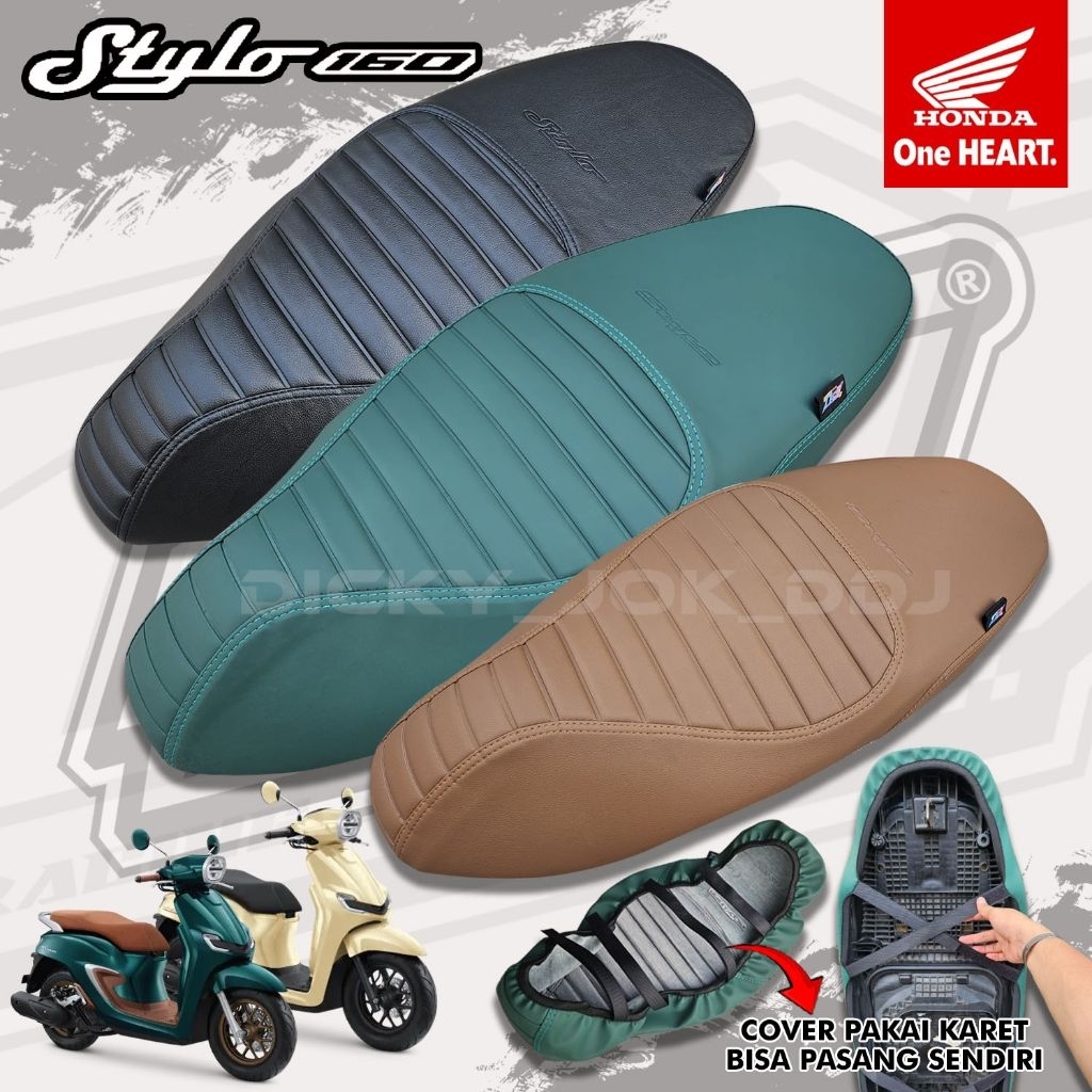 Cover Jok Motor Honda Stylo 160 tinggal Pasang (PAKAI KARET) Anti Ribet Model Caferecer