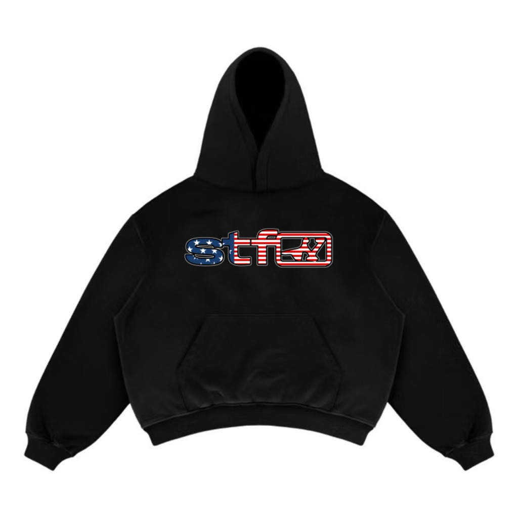Satisfaction Hoodie Boxy 375GSM FLAG Black