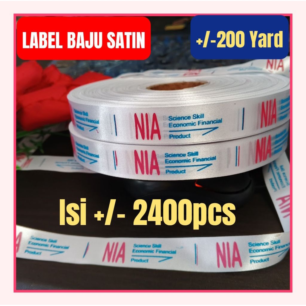 

Label hijab murah custom satin pita sablon 2 cm