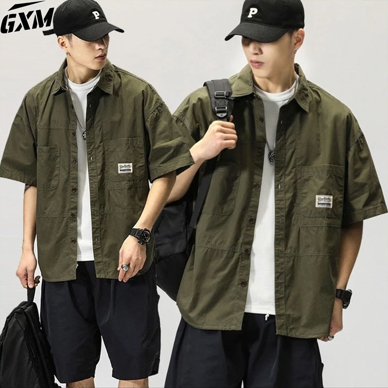 Kemeja lengan pendek Kemeja Oversize Kemeja pria Lengan Pendek style Terbaru dengan Kemeja Open Coll