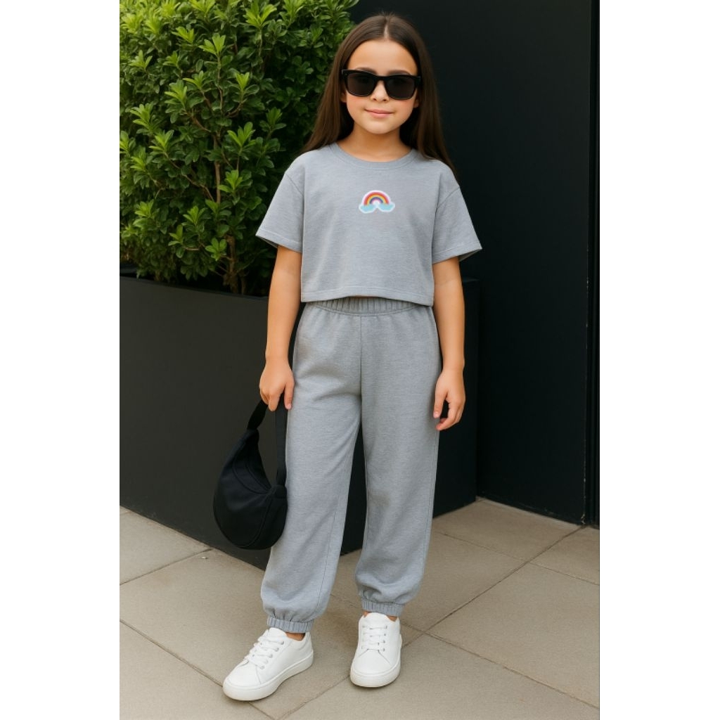 setelan baju anak remaja tanggung umur 9-15thn |Set crop Caca Lilac | One set Korean style anak | st