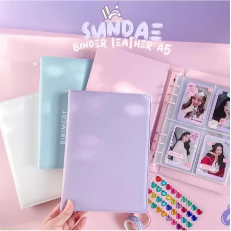 HJK Sundae - A5 Binder Leather Case / Binder Album Photocard PC Pastel