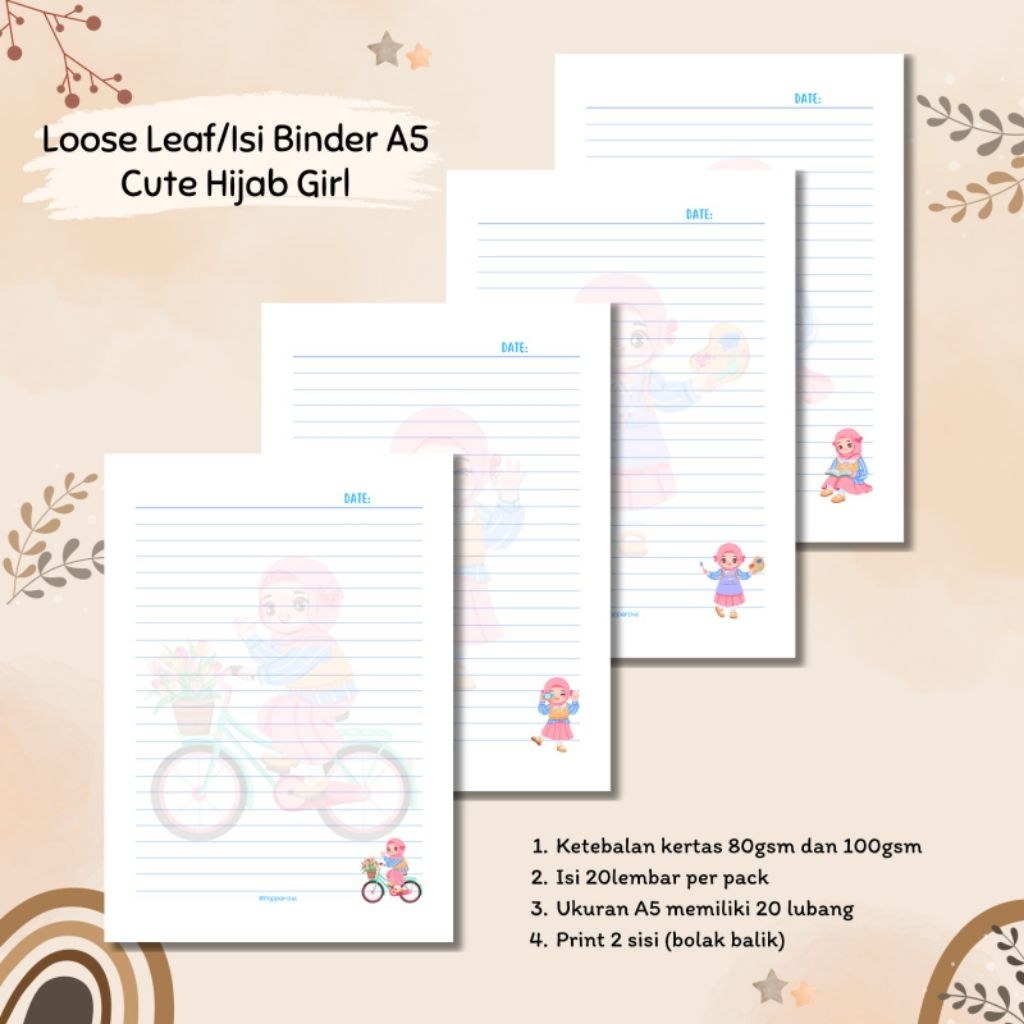 

Isi Binder/Loose Leaf/Kertas Binder A5 - Cute Hijab Girl