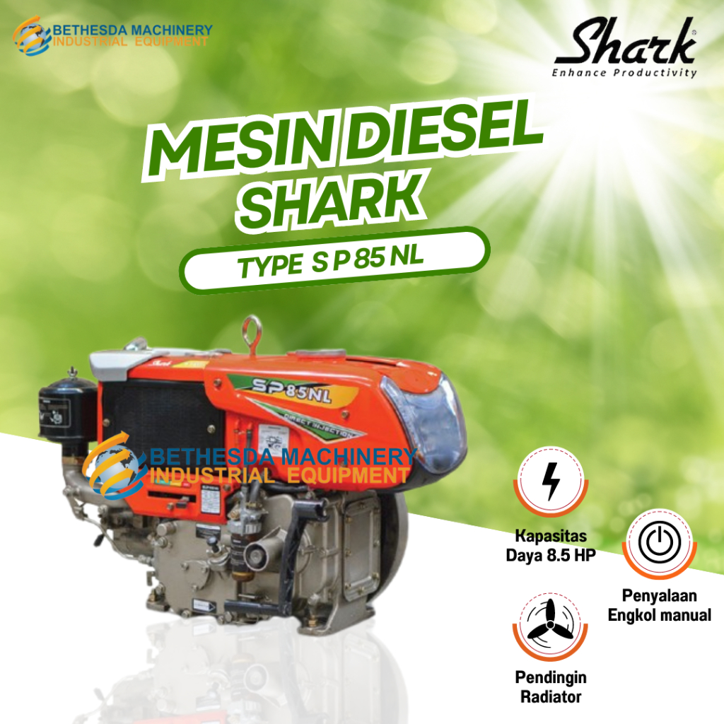 Diesel 8.5HP Engine SHARK sp85nl- Mesin Penggerak 8,5PK Radiator Lampu