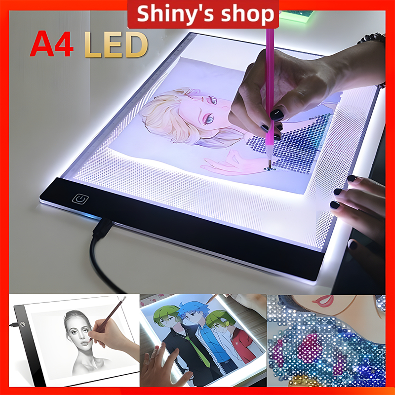 

（COD）A3/A4 LED Drawing Tracing Board Stensil Board Papan Jiplak Gambar LED Anak & Dewasa Copy Board Papan LED Light Pad Ultra Slim