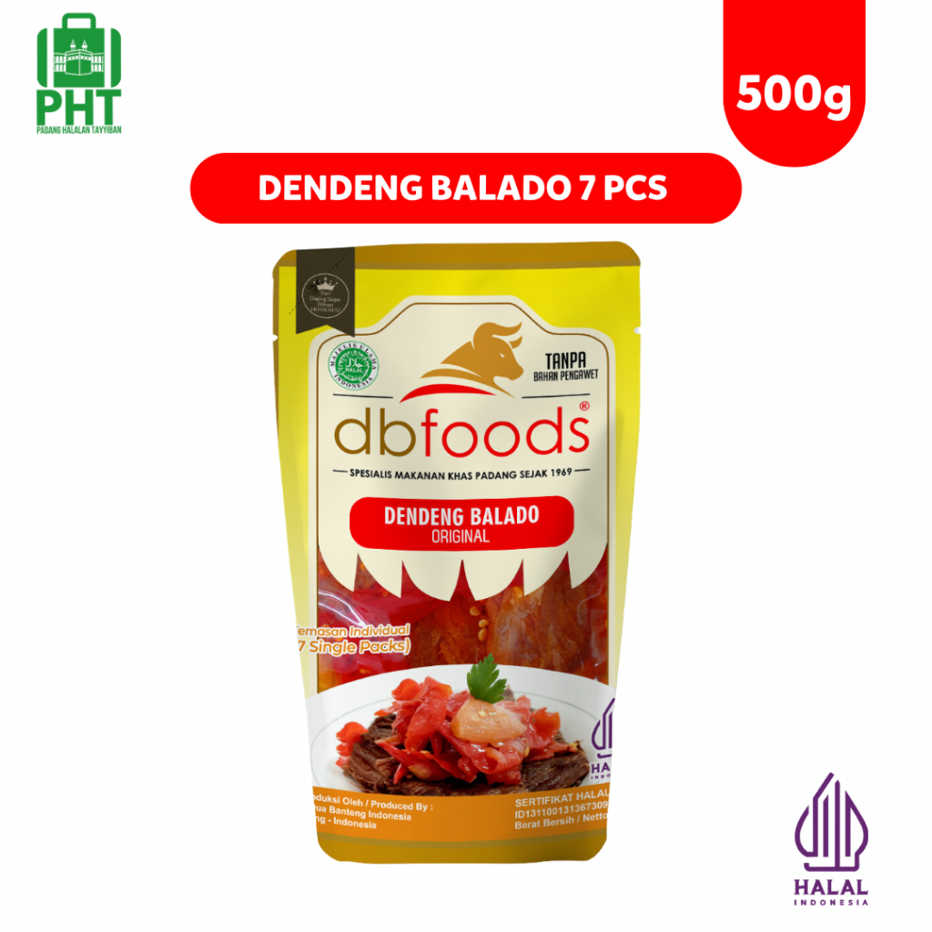 

Dendeng Balado DBFOODS Isi 7 Pack | Dendeng Balado Individual 7 (500g) Praktis siap makan Asli Padang