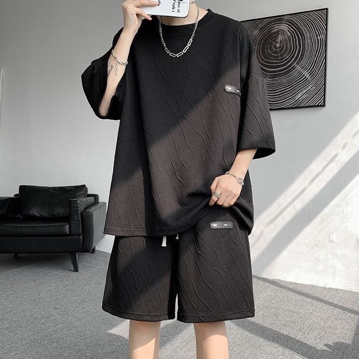 baju setelan kaos pria oversize fashion outfit korean style one set Set Setelan Pria Kaos Outfit Cow
