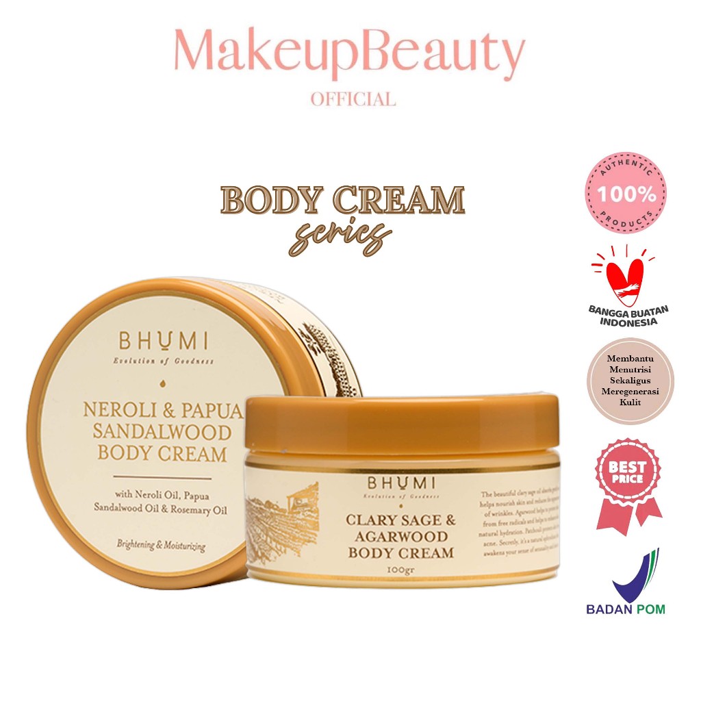 BHUMI Body Cream Clary Sage & Agarwood | Neroli & Papua Sandalwood 100g