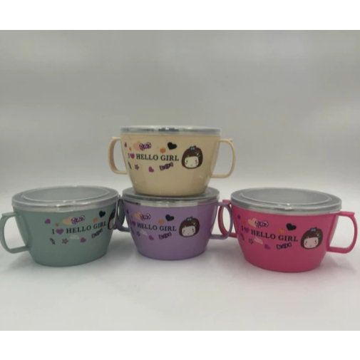 LB186 Cangkir Mangkok Baby Stainless Plus Tutup Kedap Udara 14 CM