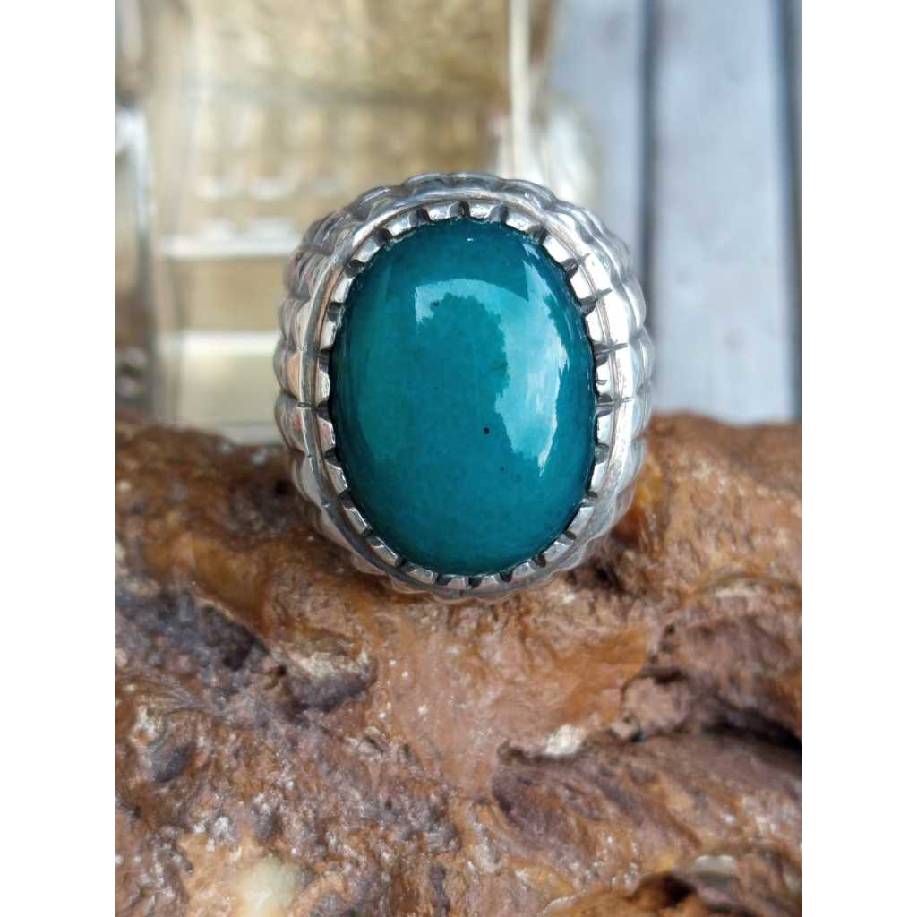 Natural Bacan Doko Kristal Ring Perak 925 Handmade Tebal