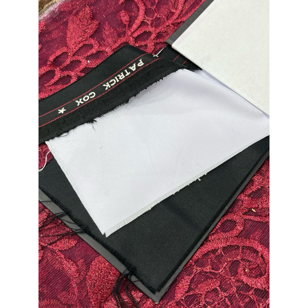 Kain Semi Wool Hitam Putih Premium | Kemeja Dinas dan Celana | Superfine Wool | Patrick Cox