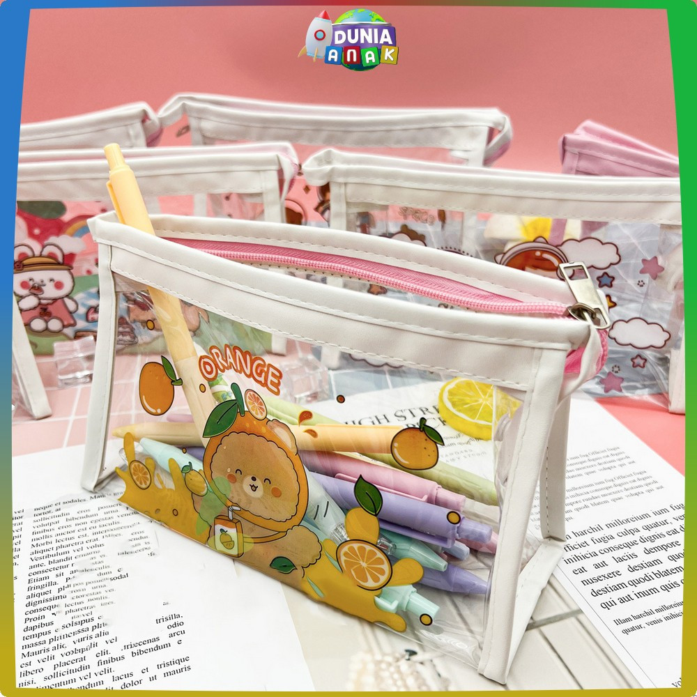 

Tempat Pensil Transparan Motif Kartun Tas Pouch Travel Multifungsi / Tas Pencil Case Anak Ala Korea Serbaguna DUNIA ANAK A60