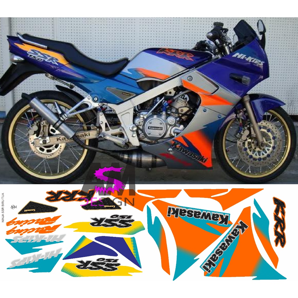 STRIPING STICKER KAWASAKI NINJA SSR BODY BIRU