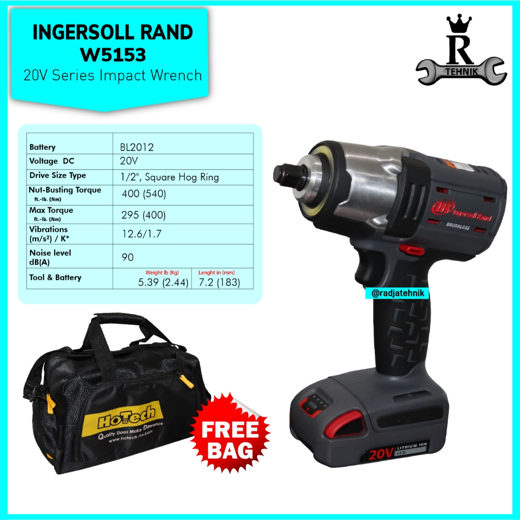 INGERSOLL RAND  W 5153 Cordless Impact Wrench  Cordless Impact Wrench 1/2" LED  Alat Tukang Serbagun