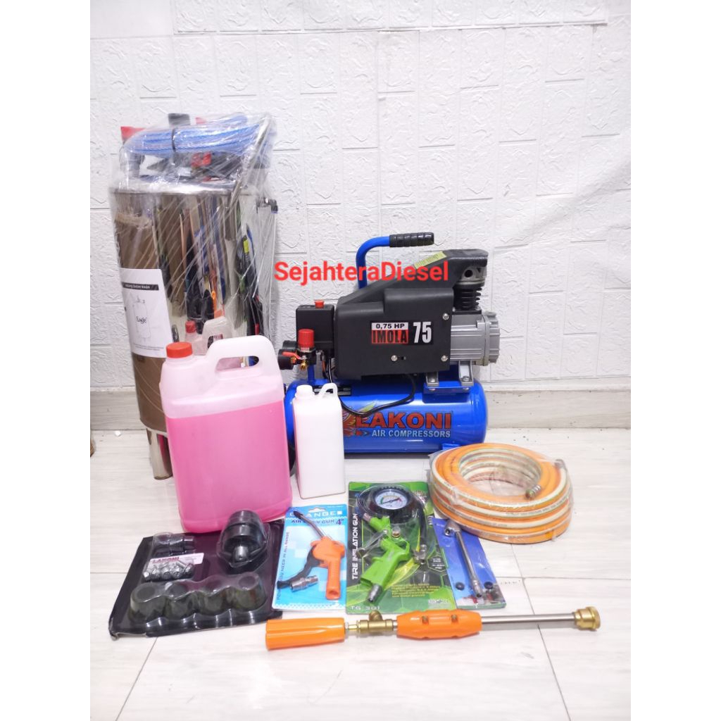 Paket Tabung Salju Steam foam+Kompresor LAKONI IMOLA 75 Komplit Isian Angin